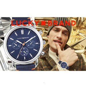 Brand New Men's Lucky Brand Perforated Watch & Keychain Gift Set